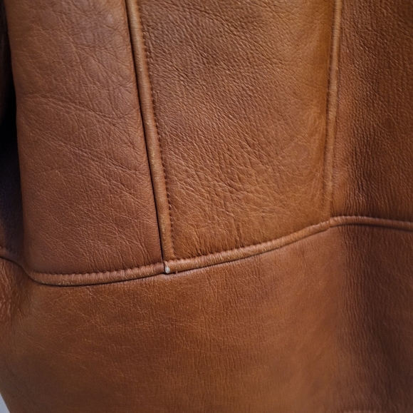 SOLD 🌟Host Pick🌟 Vintage Men's Shearling Brown Leather Jacket XL - Picture 3 of 10